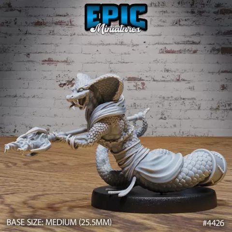 Cobra Folk Warrior Attack / Serpentfolk Creature / Snake Soldier / Serpent Folk Beast / Sand Dune Reptile / Desert Monster Encounter by Epic-Miniatures