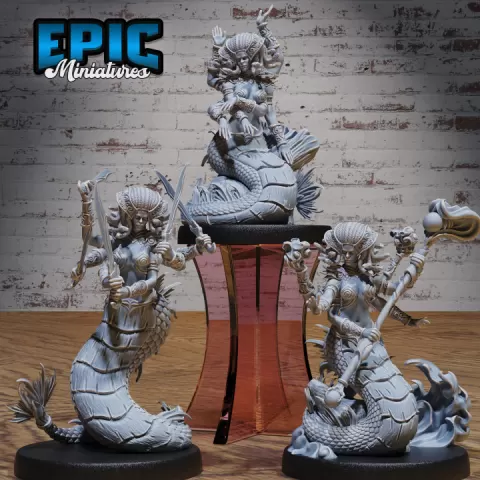 Naga Queen Set / Ancient Asian Deity / Majestic Lizardfolk Warrior / Myth God / Legendary Leader / Monk Encounter by Epic-Miniatures