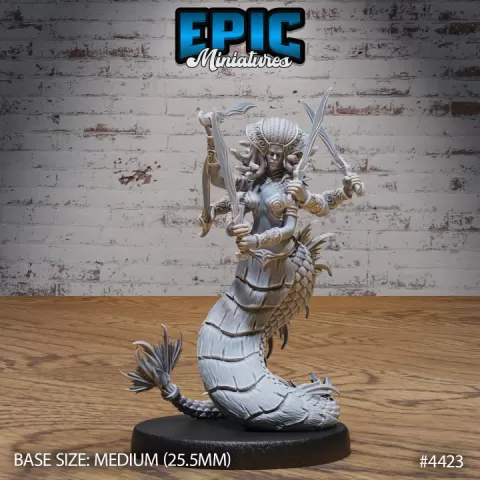 Naga Queen Attack / Ancient Asian Deity / Majestic Lizardfolk Warrior / Myth God / Legendary Leader / Monk Encounter by Epic-Miniatures