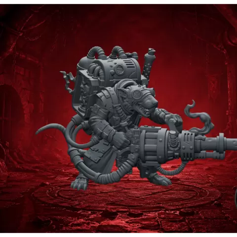 Ratmen Grenadier – Vermin Explosives Specialist | 32mm Fantasy Wargame Miniature by Guillermo Montero Santiago