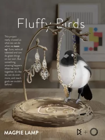 Fluffy Birds - Magpie Lamp