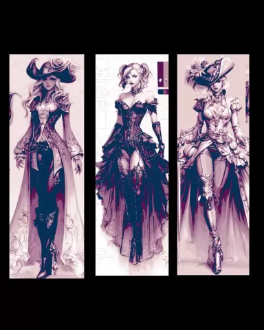 Sketches and Inspiration for Dresses and Clothing for the Victorian Lady - Set of Bookmarks