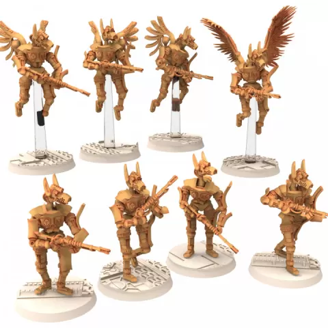 Cinan - Anubis - Peret - Tybi : Line, Battle Drone, space robot guardians of the Necropolis, modular posable miniatures by Proxywars