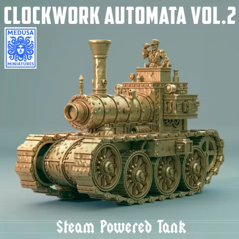 Steam Powered Tank STL – Clockwork Armored Engine Miniature for 28mm Fantasy or Steampunk by Medusa Miniatures