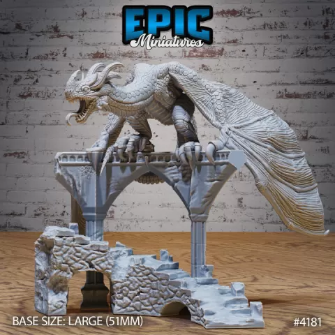 Mountain Wyvern Ruins / Bulky Dragon / Winged Reptile / Draconic Wizard Mount / Magical Encounter / Drake Army by Epic-Miniatures