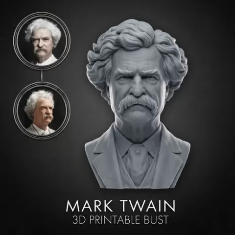 Mark Twain 3D Printable Bust