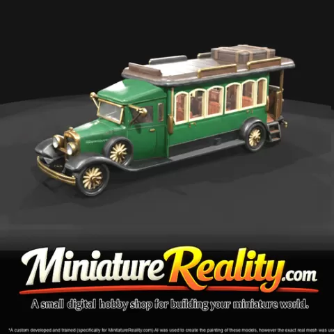1929-era open charabanc / hop-on bus (1920s) — early mass transit, open passenger body - HO 1:87 Master STL (print at