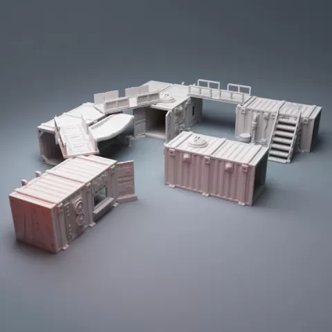 Scifi Grimdark UnderNidus Container Shanty Village Buildings 28mm by Corvus Games Terrain