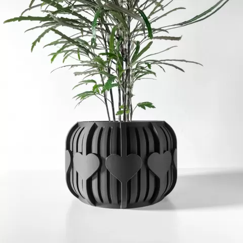 The Aldes Heart Planter Pot with Drainage Tray & Stand: Modern and Unique Home Decor for Plants and Succulents | STL File by MODERN MACHINE