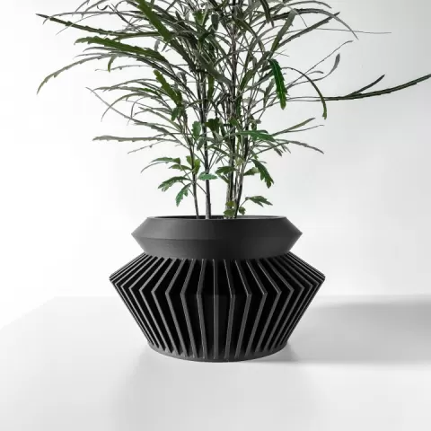 The Quano Planter Pot with Drainage Tray & Stand Included: Modern and Unique Home Decor for Plants and Succulents | STL File by MODERN MACHINE