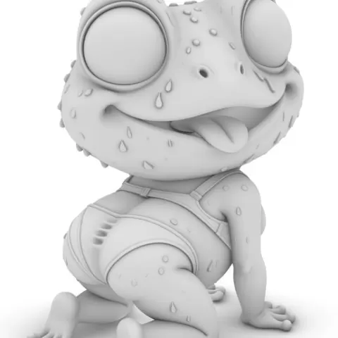 Toon Frog Girl – Playful Stylized Frog Character Figurine / Toon‑Froschmädchen – Verspielte stilisierte Figur