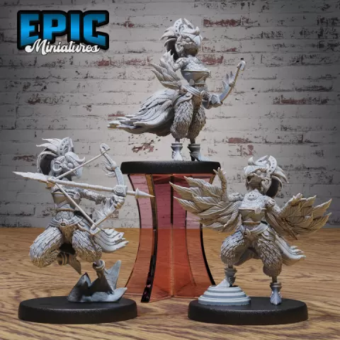 Parrot Bird Folk Female Set / Winged Birdfolk / Avian Tribe / Heavenly Warrior / Humanoid Fighter / New World Encounter by Epic-Miniatures