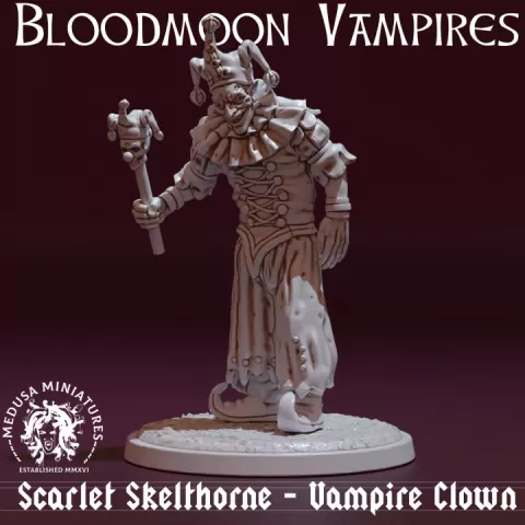 Scarlet Skelthorne – Vampire Clown Miniature (Bloodmoon Vampires) by Medusa Miniatures