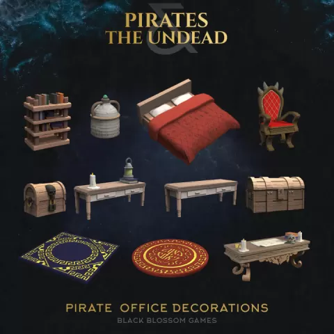 UT02D01 Pirate Captain Decorations :: UMC 02 Pirates vs the Undead :: Black Blossom Games by Black Blossom Games