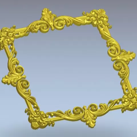 Highly polygonal 3D model of a frame for a mirror, photo or painting No.22 for manufacturing on CNC milling machines
