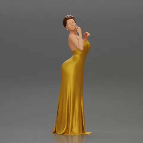 Fashion girl in a wedding dress robe posing by 3DGeschaft Miniatures Figures