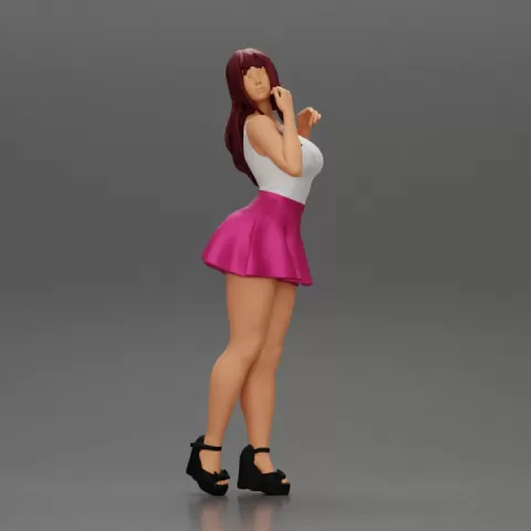 Fashion girl posing in skirt and shirt by 3DGeschaft Miniatures Figures