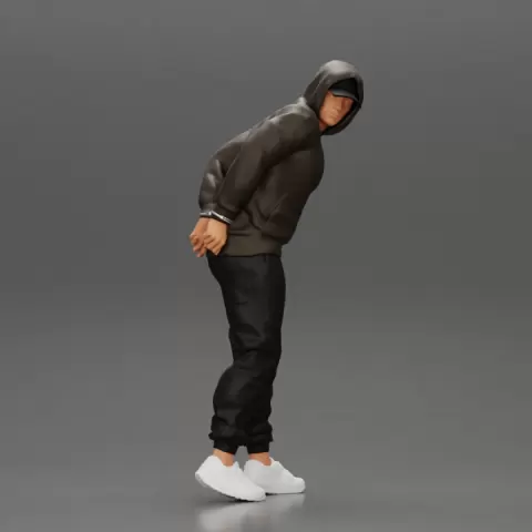 Criminal in Handcuffs man wearing hoodie walking with policeman by 3DGeschaft Miniatures Figures