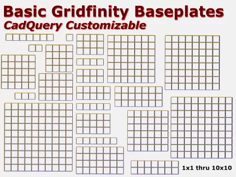 Basic Gridfinity Baseplates (CadQuery Customizable)