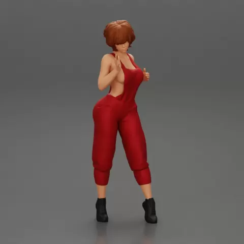 Mechanic girl in overalls repairs and maintains car by 3DGeschaft Miniatures Figures