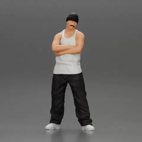 gangster homie arms crossed in hat by 3DGeschaft Miniatures Figures