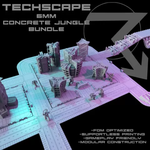 TECHSCAPE - 6mm - Concrete Jungle (Battletech Compatible Terrain) by Thunderhead Studio