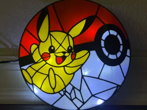 Pikachu Poke Stained Glass - Lightbox & Suncatcher
