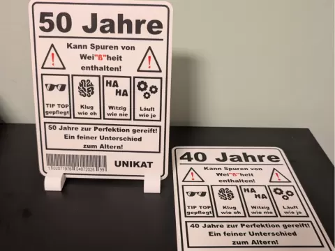 Geburtstagsschild 40-80 Jahre "personalisierbar"