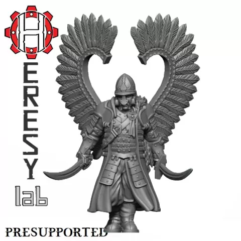 AX072 Syn Kryzstof, Winged Hussar advancing with twin sabres Amber Husaria by HeresyLab