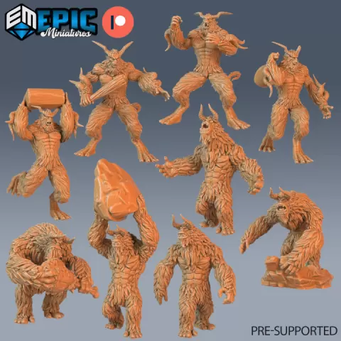 Yeti Team Set / Bigfoot / Frost Giant / Sasquatch / Snowy Giant Beast / Winter & Ice Lord / Arctic Encounter by Epic-Miniatures