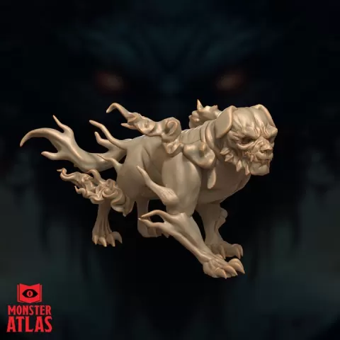 Shadow Mastiff Fiend | DnD 5e STL Miniature | 32mm Resin by Monster Atlas Fantasy Miniatures