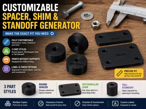 Customizable Spacer, Shim & Standoff Generator