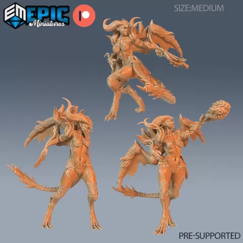 Succubus Empress Set / Female Devil Magician / Winged Lust Demon / Evil Seduction Humanoid / Hell Army by Epic-Miniatures