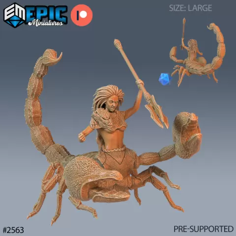 Scorpion Arachne Spear / Arachnid Human Hybrid / Female Poison Humanoid / Wild Southern Animal / African Encounter by Epic-Miniatures