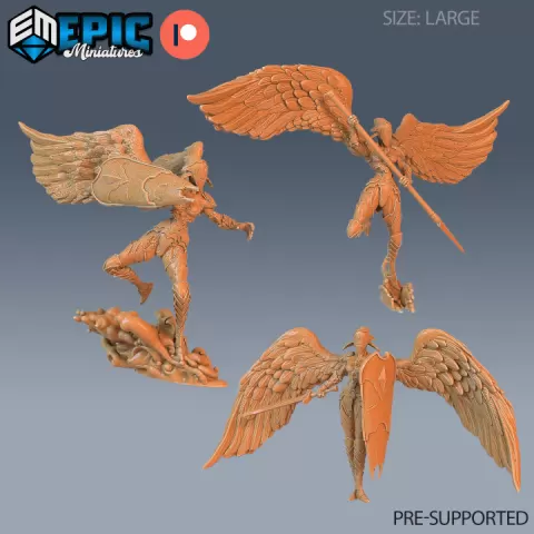 Animated Angel Statue Set / Heavenly Guard / Angelic Guardian / Female Gate Warrior / Cloud Encounter by Epic-Miniatures