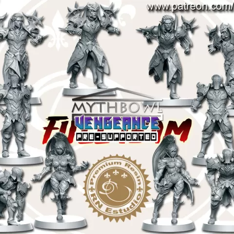Vengeance Team 16 miniatures Fantasy Football 32mm PRE-SUPPORTED by RN Estudio