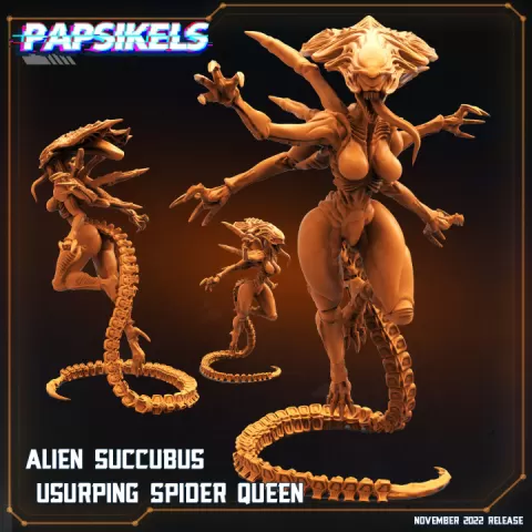 ALIEN SUCCUBUS USURPING SPIDER QUEEN by PAPSIKELS MINIATURES