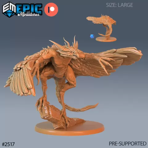 Harpy Beast Landed / Evil Bird Hybrid / Winged Angelic Encounter / Magical Air Creature by Epic-Miniatures