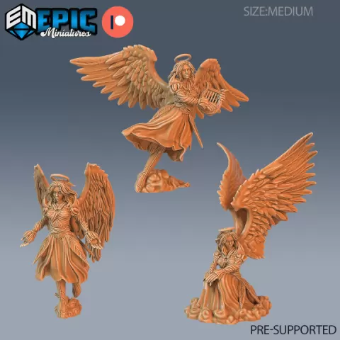 Angel Female Set / Angelic Soldier / Heavenly High Guardian / Winged Cloud Celestial by Epic-Miniatures