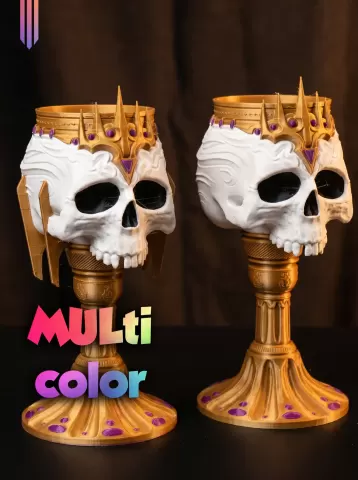 Skull King Goblet 3MF | Gothic Multi-Color | Functional Cup
