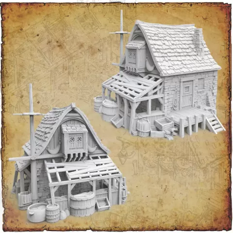 Ancrabourg - FIshmonger's Workshop by 3Dlayeredscenery