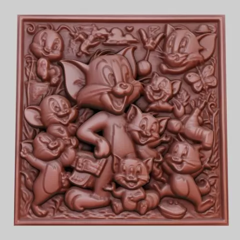 Tom and Jerry 3d printer relief medallion obj stl