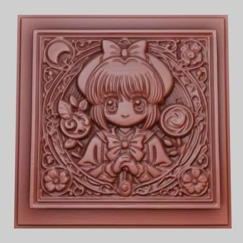 Cardcaptor Sakura 3d printer relief medallion obj stl