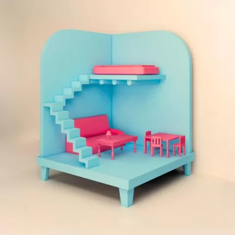MINIATURE-DOLLHOUSE 1:12 SCALE 3D MODELS-DUPLEX