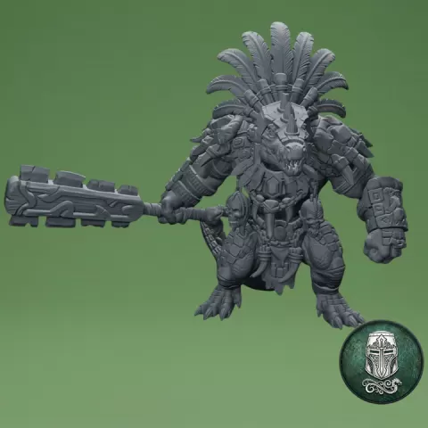 Lizardmen Gator Veteran – Elite Crocodilian Warrior | Pre-Supported 32mm Fantasy Miniature by Guillermo Montero Santiago