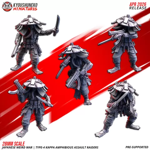 Type-4 Kappa Amphibious Assault Raiders — Naval Garrison | Japanese Weird War ww2 by Kyoushuneko Miniatures