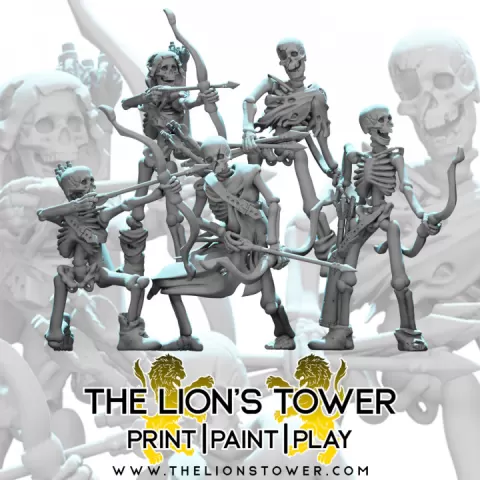 Skeleton Archers (Set of 5 x 32mm presupported miniatures) by The Lion's Tower Adventurers Guild