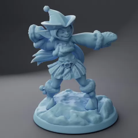 Risbeth, Goblin Snowball Fighter ( Female Goblin / Winter Holiday Diorama ) by Twin Goddess Miniatures