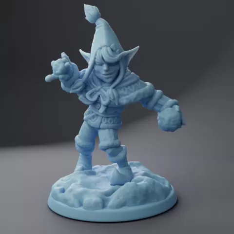 Alk, Goblin Snow-Thrower ( Male Goblin / Winter Holiday Diorama ) by Twin Goddess Miniatures