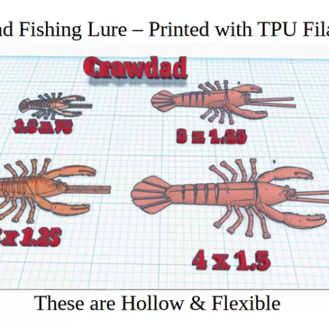 Crawdad Lure - Printed with TPU